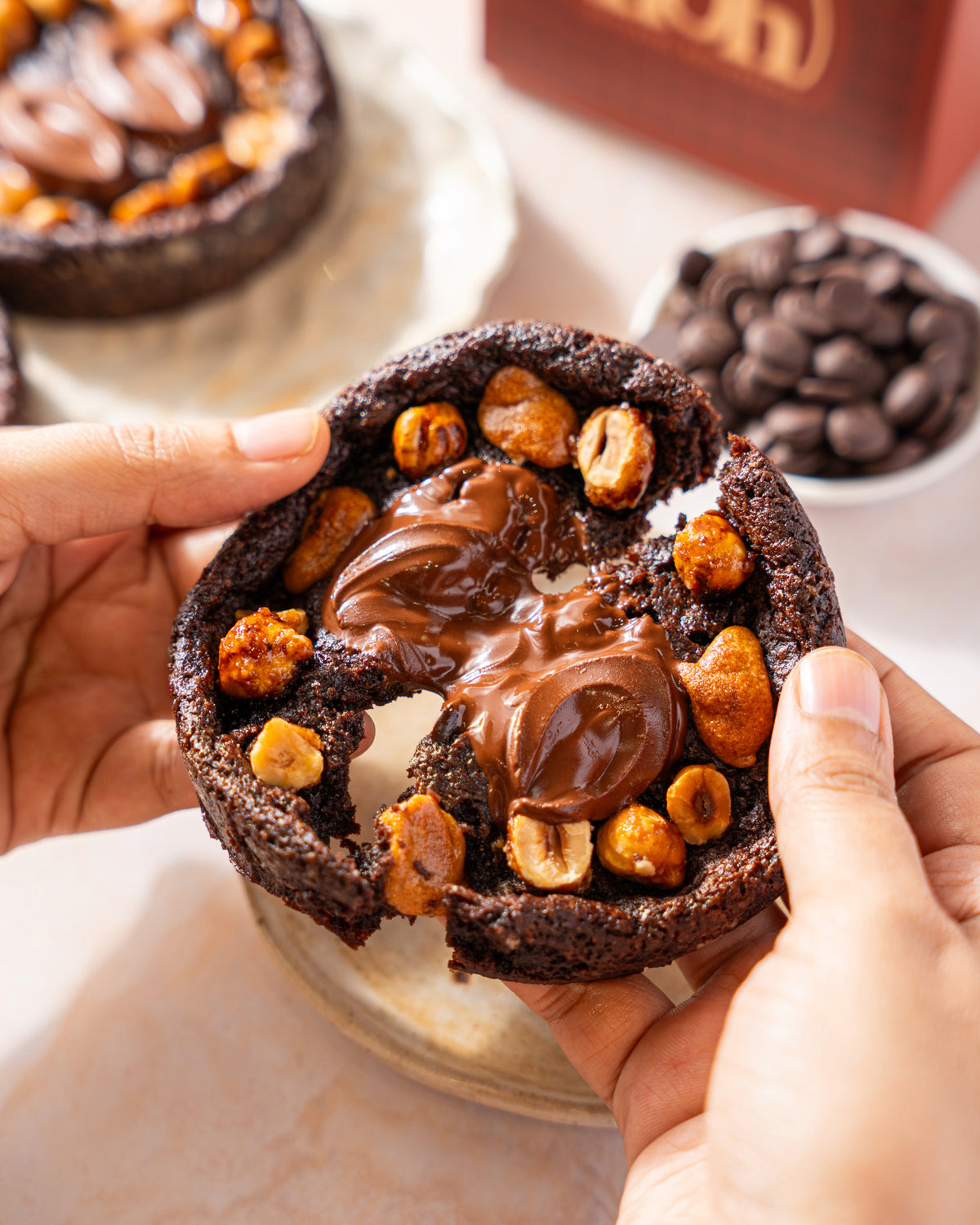 XL Belgium Dark Chocolate & Hazelnut Praline Fudgy Tart Brookie
